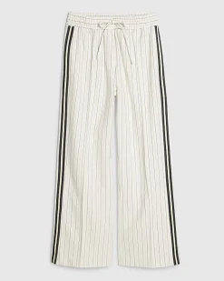 Cream Stripe Tailored Joggers