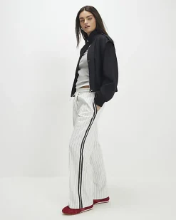 Cream Stripe Tailored Joggers