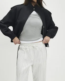 Cream Stripe Tailored Joggers