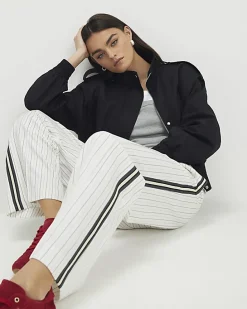 Cream Stripe Tailored Joggers