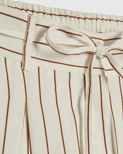 Cream Striped Tie Detail Culottes