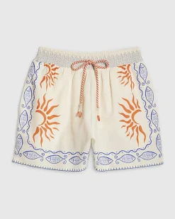 Cream Sun Print Shorts