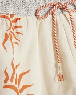 Cream Sun Print Shorts