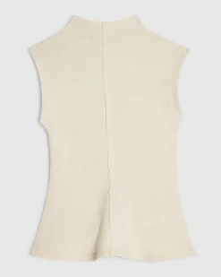 Cream Textured Grown On Neck Top