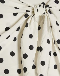 Cream Tie Front Polka Dot Skort