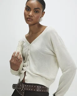 Cream V Neck Cardigan