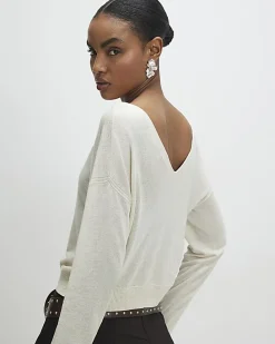 Cream V Neck Cardigan
