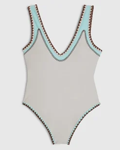Cream Whipstitch Swimsuit