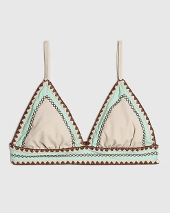 Cream Whipstitch Triangle Bikini Top