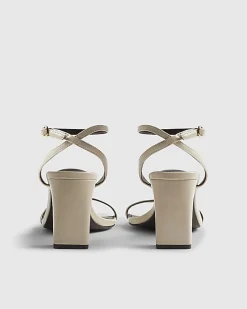 Cream Wide Fit Block Heeled Open Toe Sandals