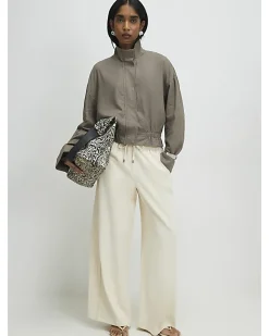 Cream Wide Leg Smart Joggers