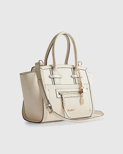 Cream Winged Panelled Tote Bag