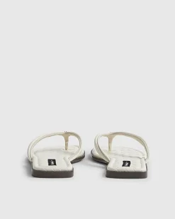 Cream Woven Toe Thong Flat Sandals