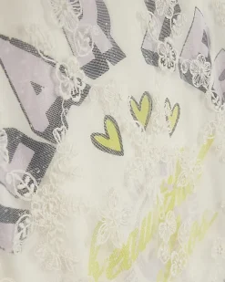 Cream Year Zero Lace Overlay T-Shirt