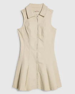 Cream Zip Denim Mini Dress