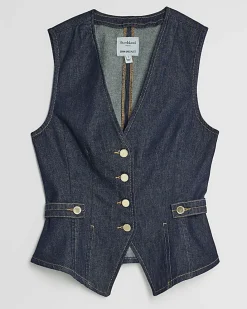 Denim Fitted Tab detail Waistcoat