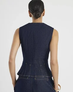 Denim Fitted Tab detail Waistcoat