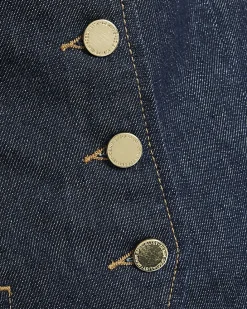Denim Fitted Tab detail Waistcoat