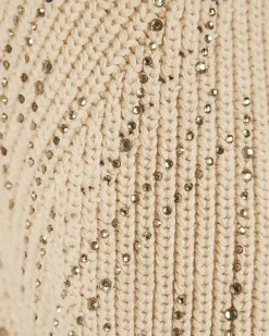 Girls Beige Embellished Crochet Top