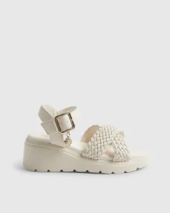 Girls Beige Plaited Wedge Sandals