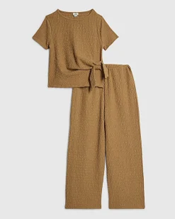 Girls Beige Textured Set