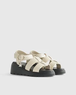 Girls Beige Wedge Sandals