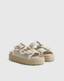 Girls Beige Whipstitch Sandals