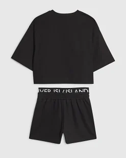Girls Black 67 T-Shirt And Shorts Set