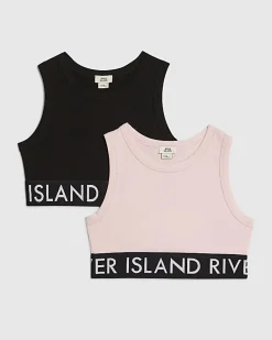 Girls Black And Pink Tank Top 2 Pack