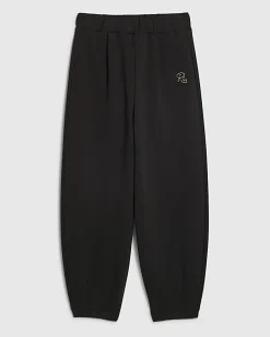 Girls Black Barrel Leg Trousers