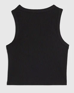 Girls Black Bow Diamante Tank Top