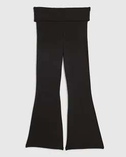 Girls Black Foldover Flare Leggings