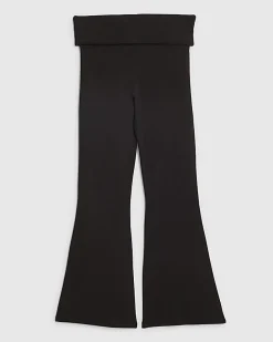 Girls Black Foldover Flare Leggings