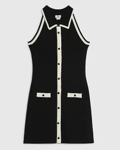 Girls Black Halter Polo Dress