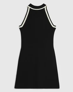 Girls Black Halter Polo Dress
