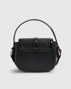 Girls Black Heart Monogram Cross Body Bag