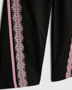 Girls Black Lace Trim Trousers