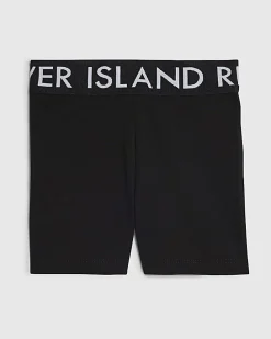 Girls Black Logo Waistband Mini Shorts