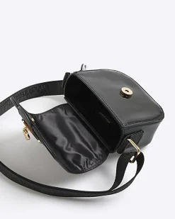 Girls Black Monogram Heartlock Cross Body Bag