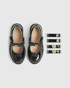 Girls Black Multiple Straps Mary Jane Shoes