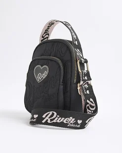 Girls Black Nylon RI Heart Cross Body Bag
