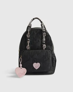 Girls Black Nylon Script Backpack