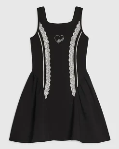 Girls Black Premium Prom Lace Dress