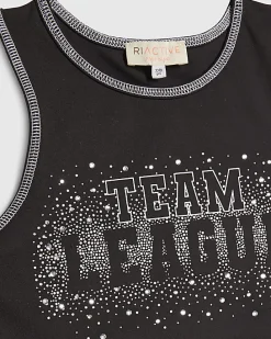 Girls Black RI Active Cheer Crop Top Bow Set