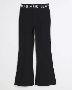 Girls Black RI Waistband Flared Trousers