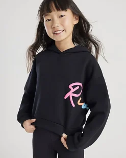 Girls Black River Hoodie And Trousers Set