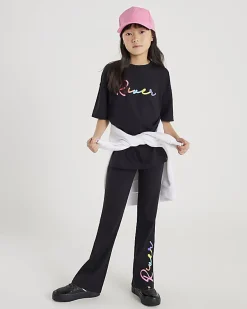Girls Black River T-Shirt And Leggings Set
