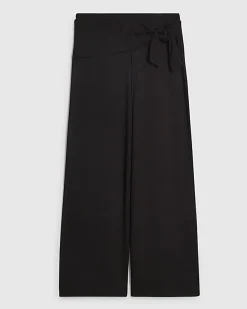 Girls Black Scarf Wrap Wide Leg Trousers
