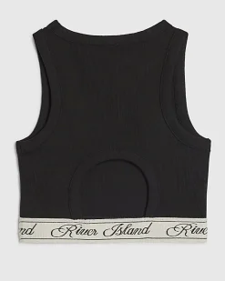 Girls Black Script RI Tank Top