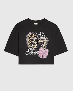 Girls Black Six Seven 67 Boxy Top